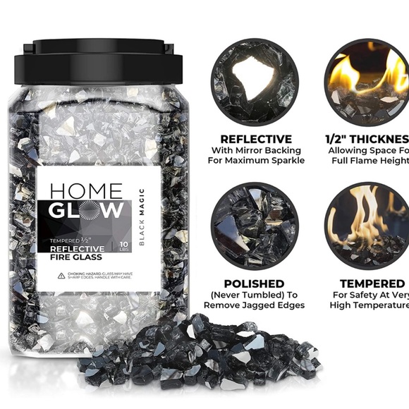 New! HOMEGLOW Reflective Tempered Fire Glass, 1/2” in Jade - Pickup Only! - Picture 5 of 9